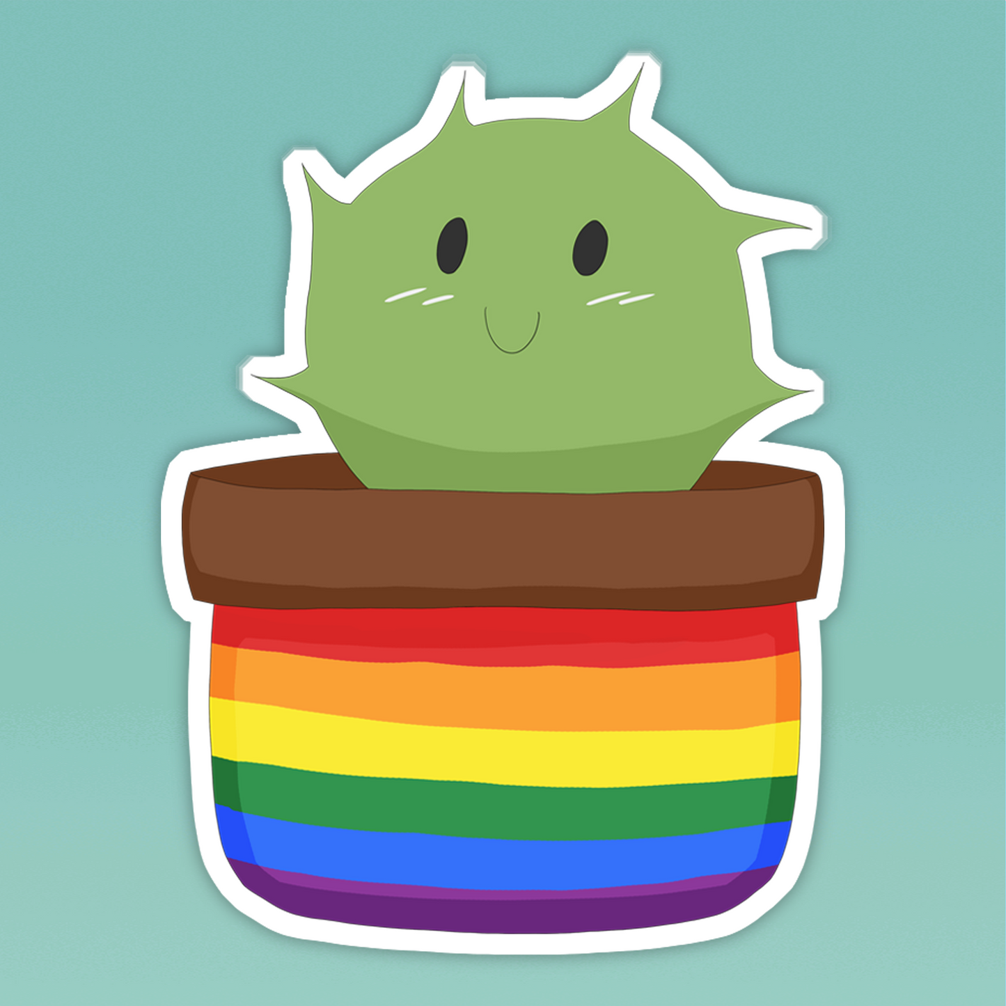 Rainbow Cactus Sticker