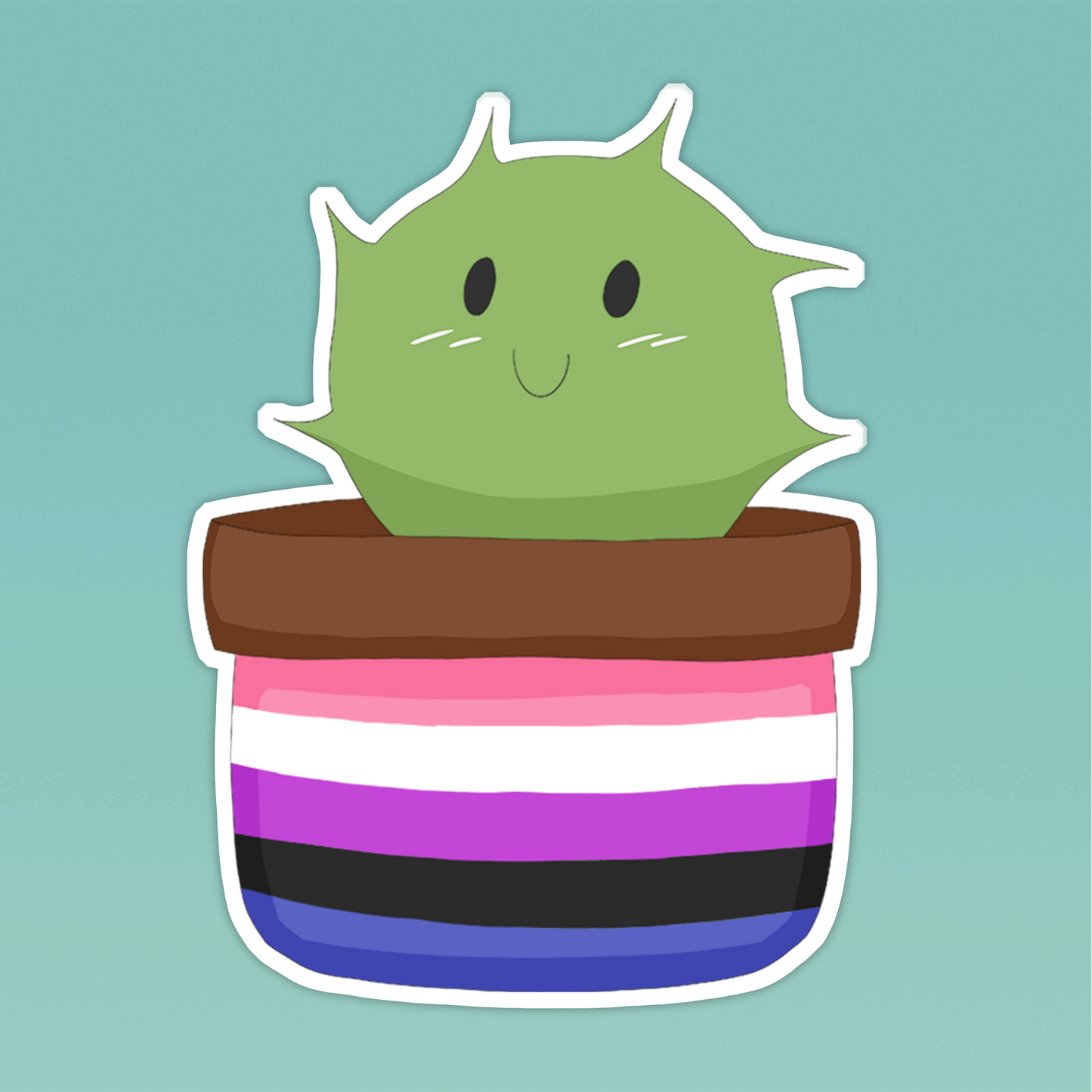 Genderfluid Cactus Sticker