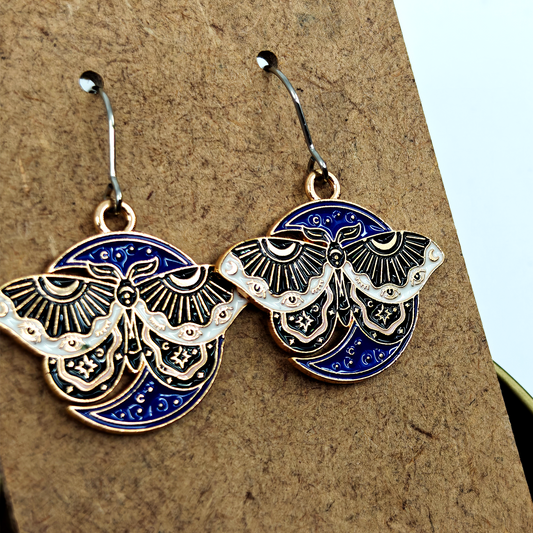 Blue Moth Earrings