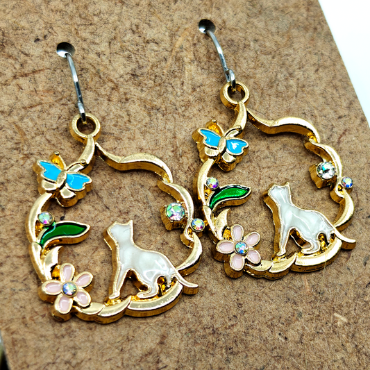 Golden Cat Earrings