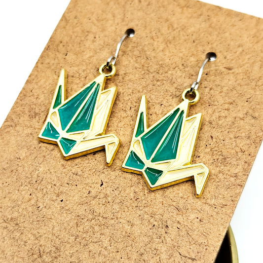 Green Cranes Earrings