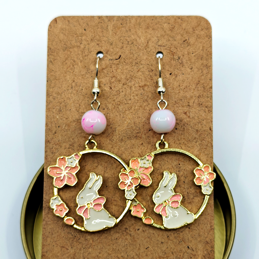 Pink Bunnies Earrings