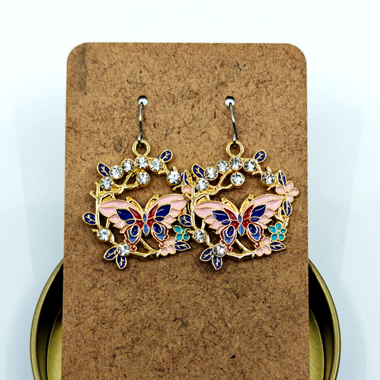 Pink Butterflies Earrings