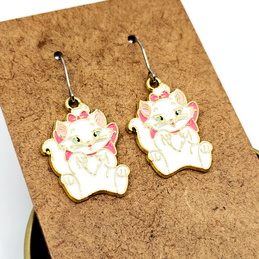 Pink Cat Earrings