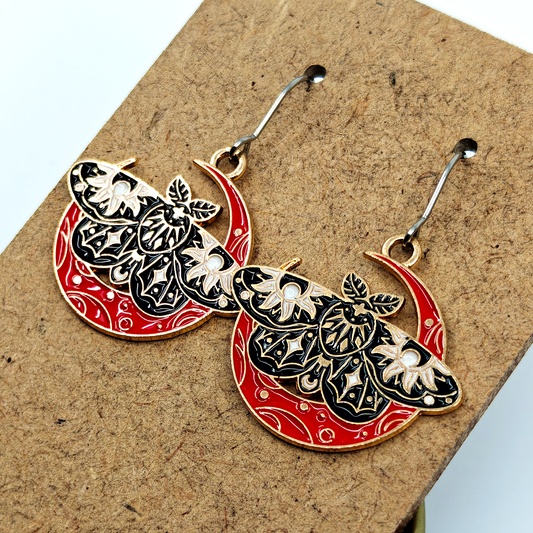 Red Moth Earrings