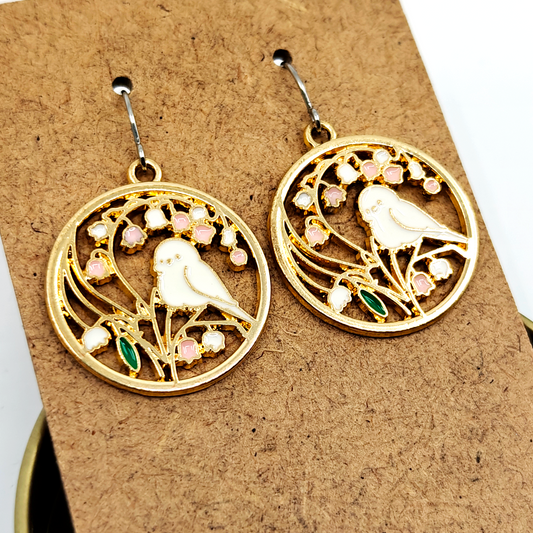 Round Bird Earrings