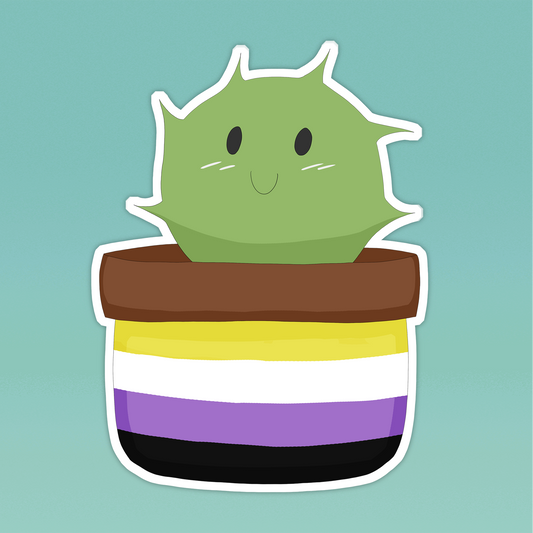 Non-Binary Cactus Sticker