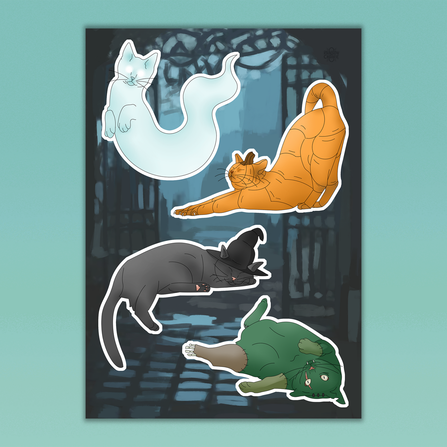 Halloween Cats Sticker Sheet