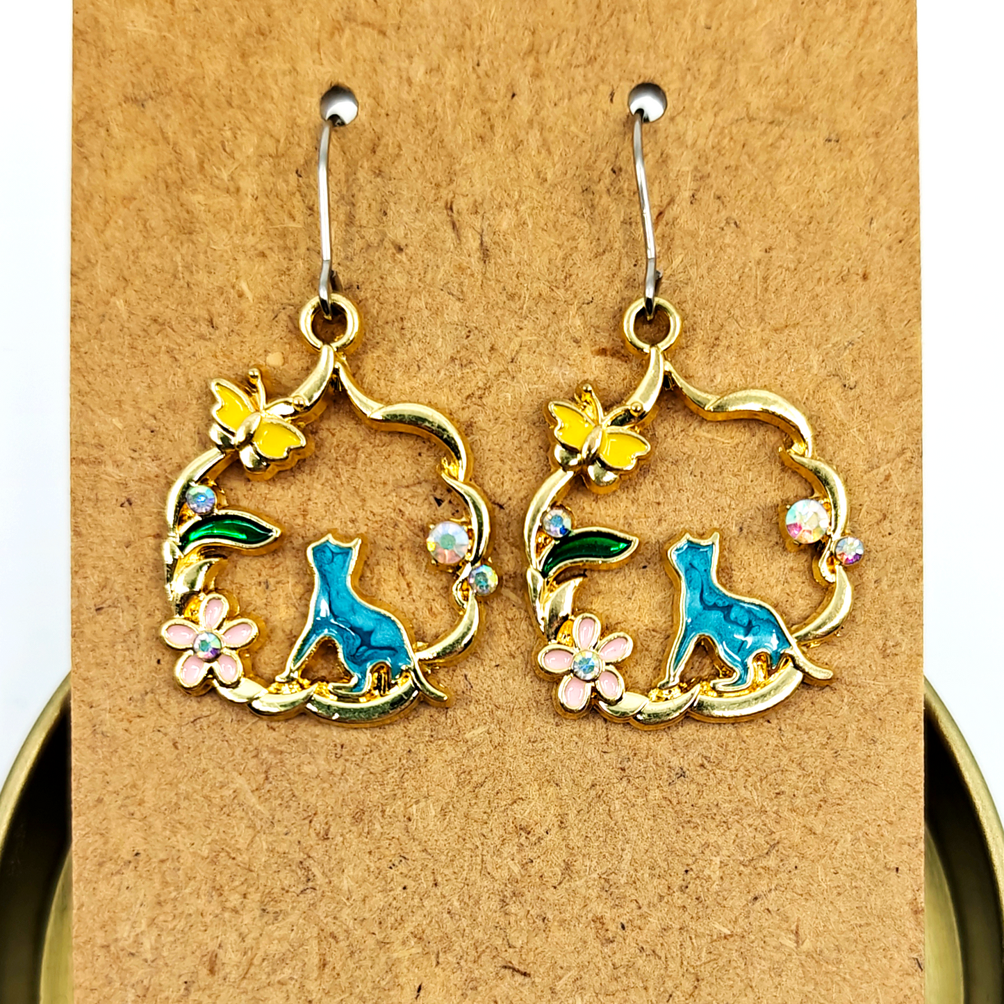 Blue Cat Earrings