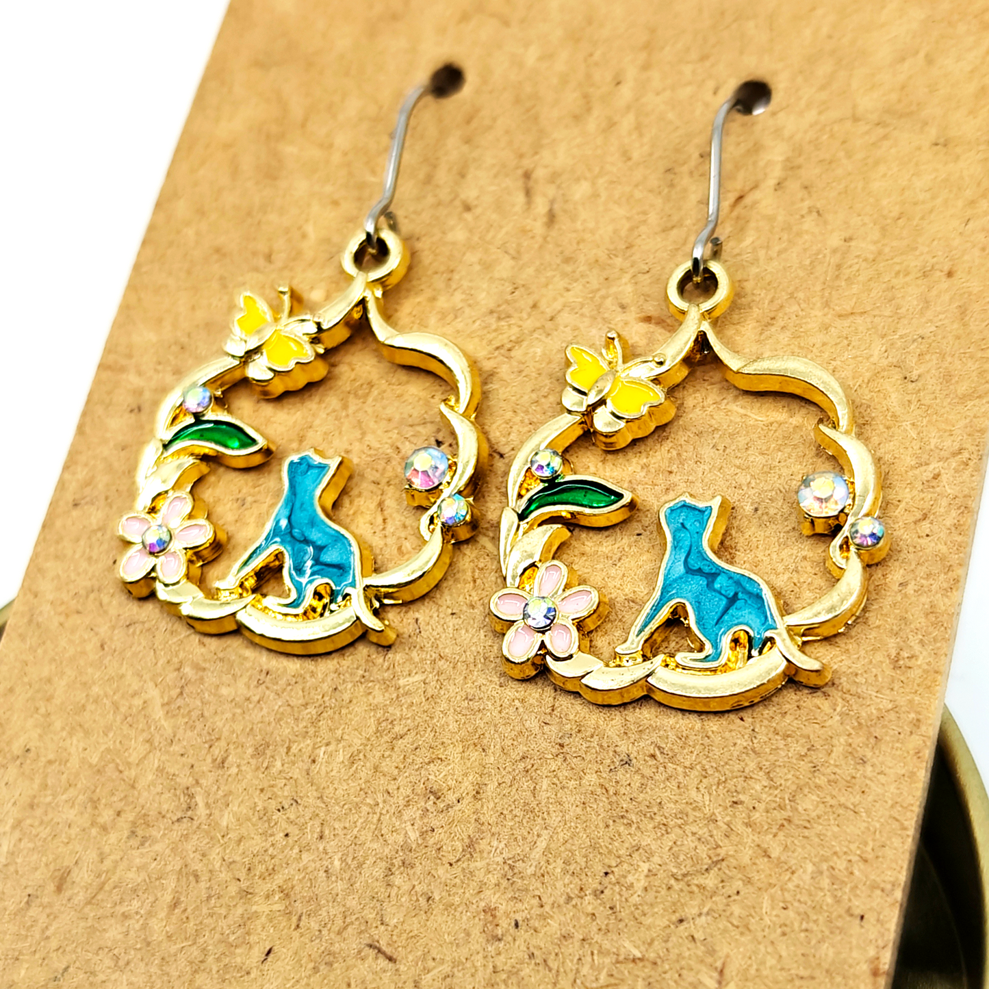 Blue Cat Earrings