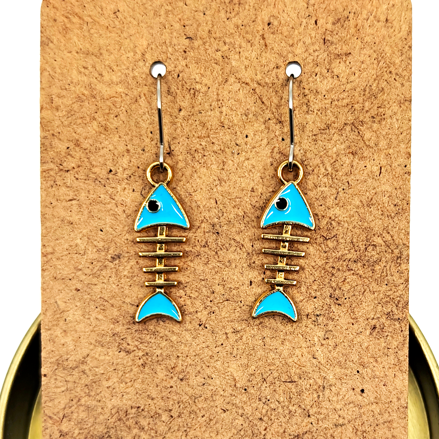 Blue Fishbone Earrings