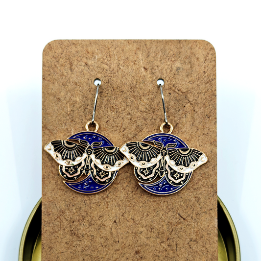 Blue Moth Earrings