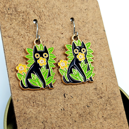 Cat Plant Earrings