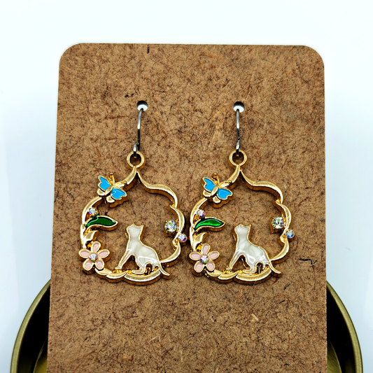 Golden Cat Earrings