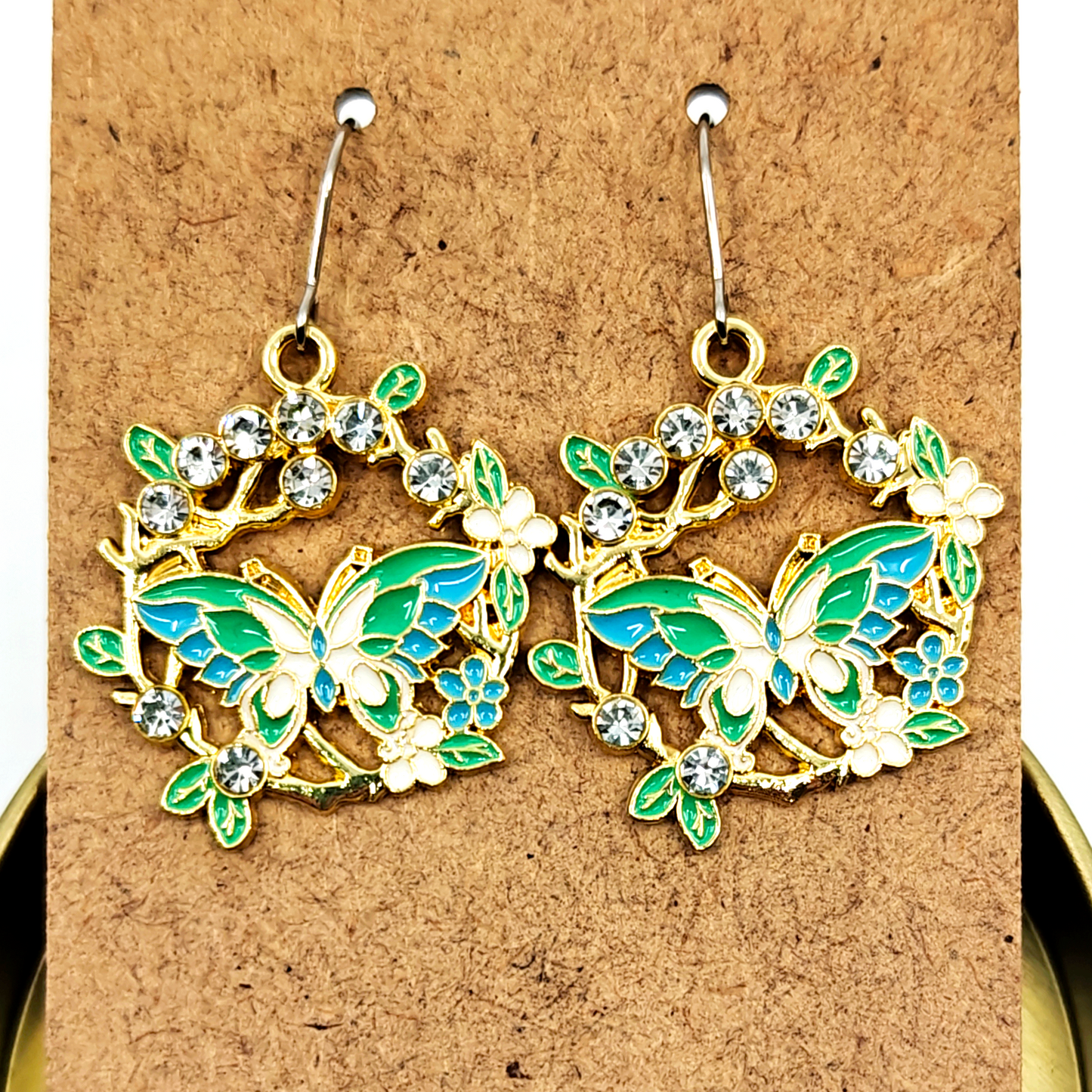 Green Butterfly Earrings