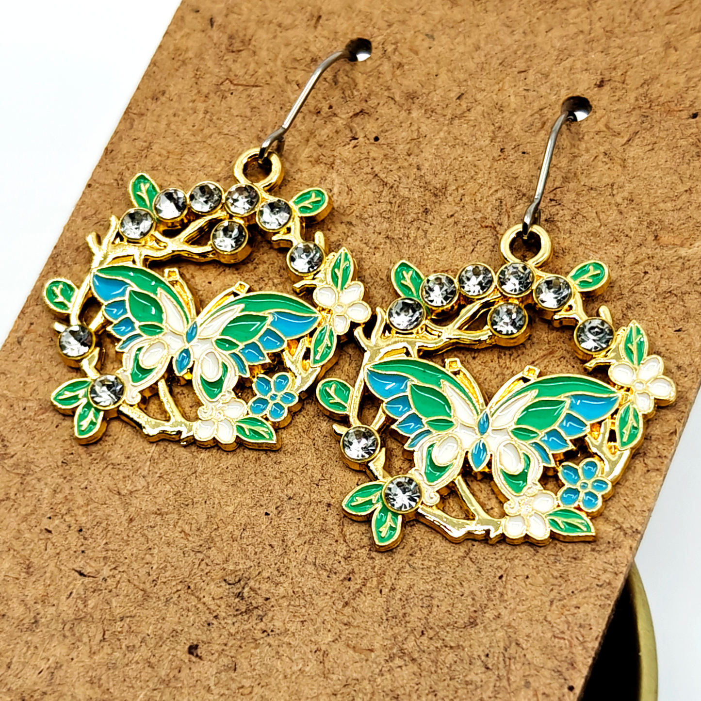 Green Butterfly Earrings