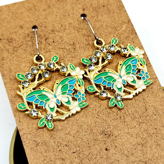 Green Butterfly Earrings