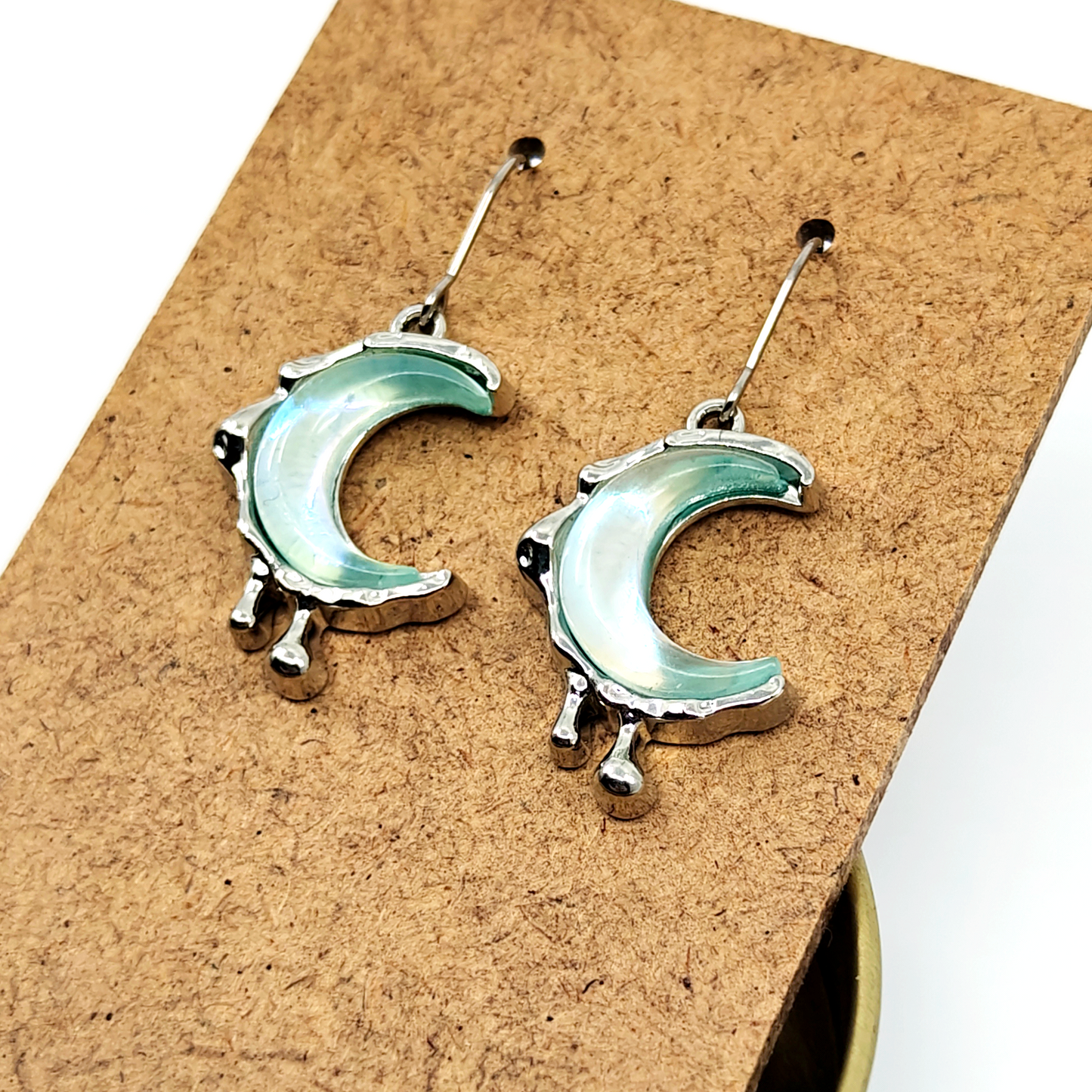Green Moon Earrings