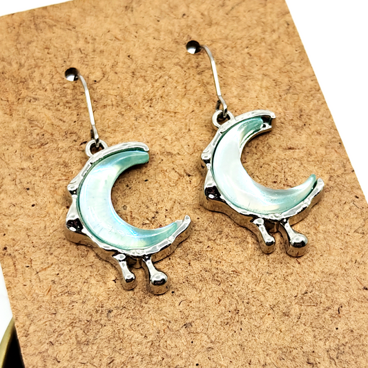 Green Moon Earrings