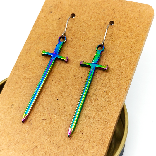 Holographic Sword Earrings