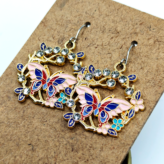 Pink Butterflies Earrings