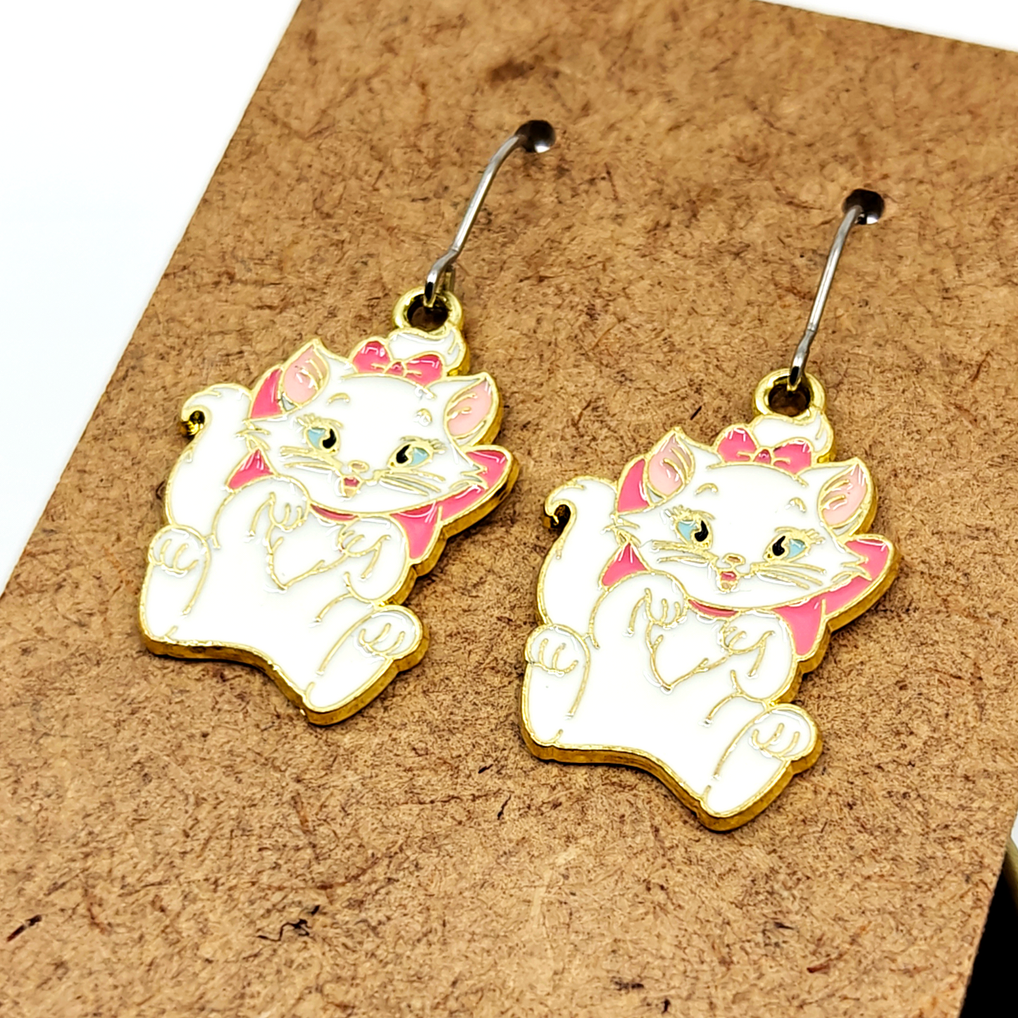 Pink Cat Earrings