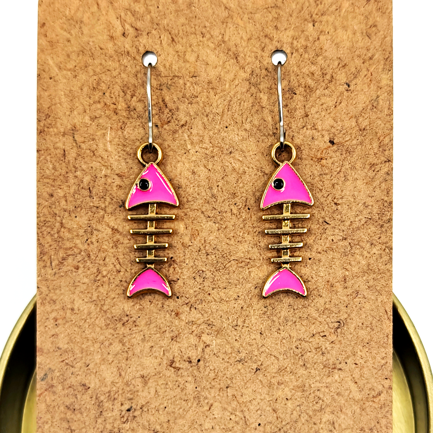 Pink Fishbone Earrings