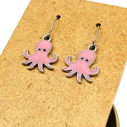 Pink Octopus Earrings
