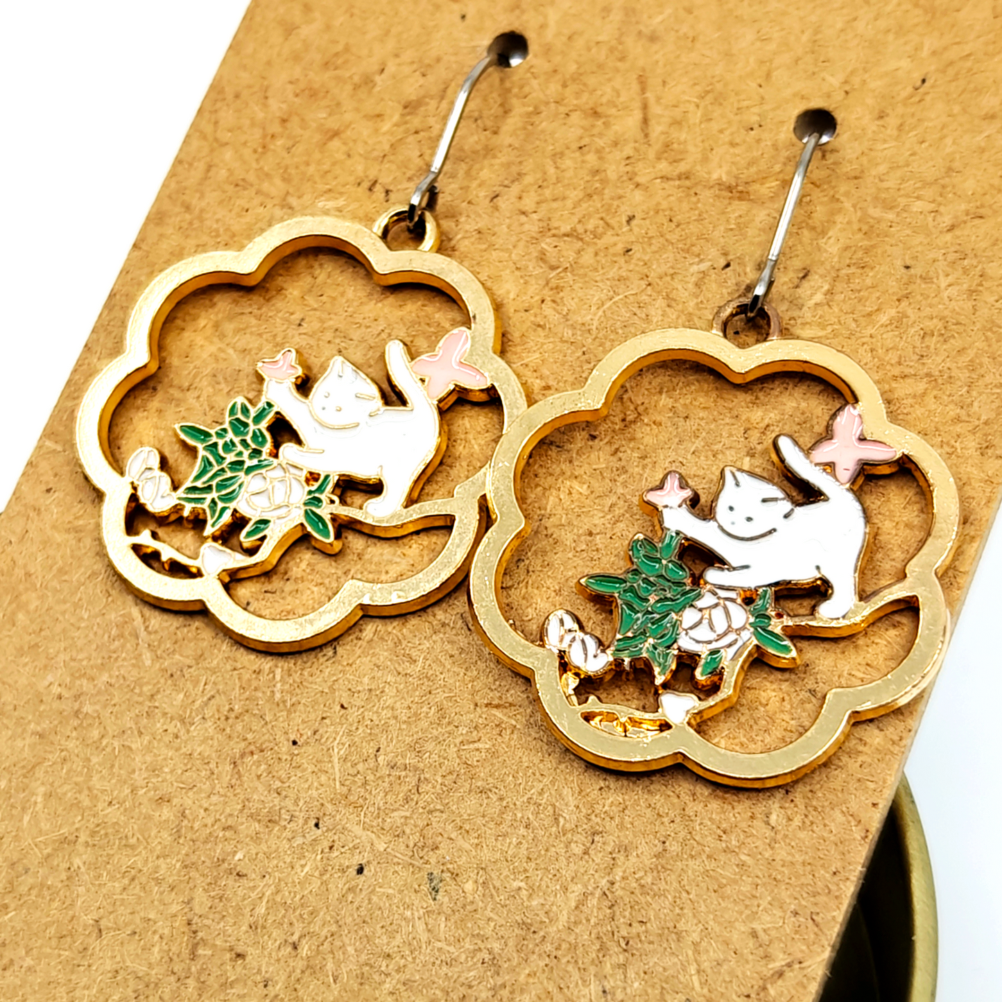 Playing Cat Earrings