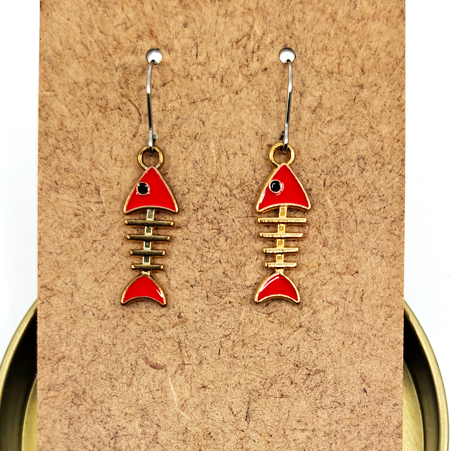 Red Fishbone Earrings