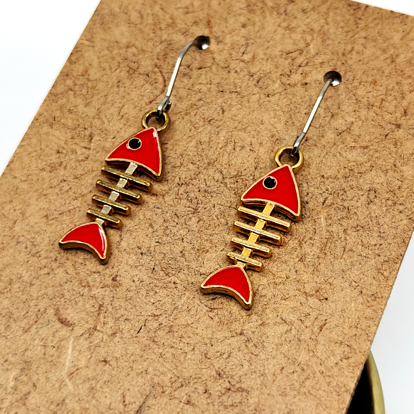 Red Fishbone Earrings