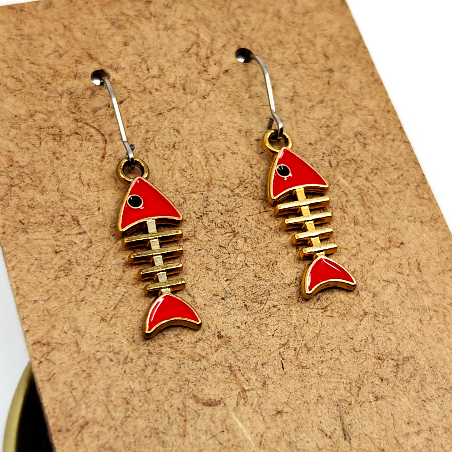 Red Fishbone Earrings