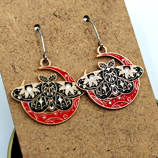 Red Moth Earrings