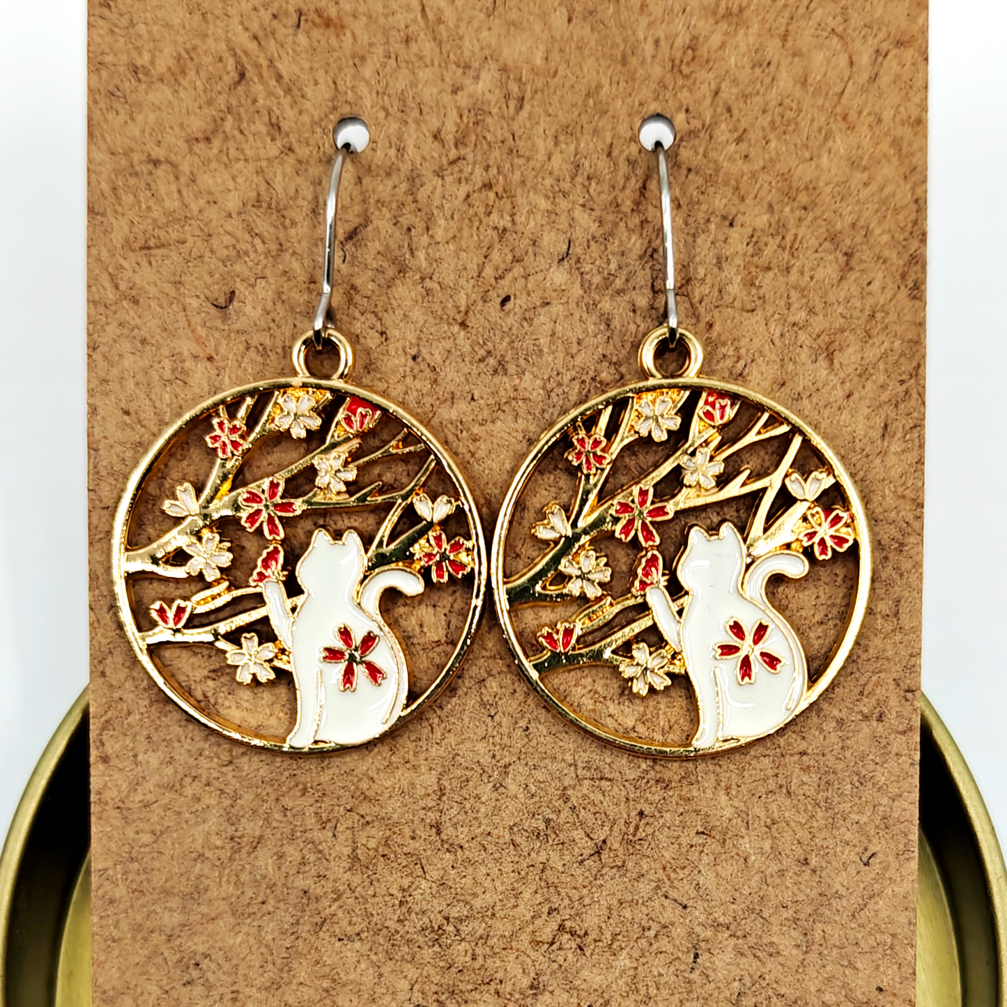 Red Sitting Cat Earrings