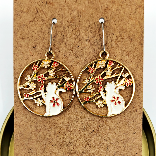 Red Sitting Cat Earrings