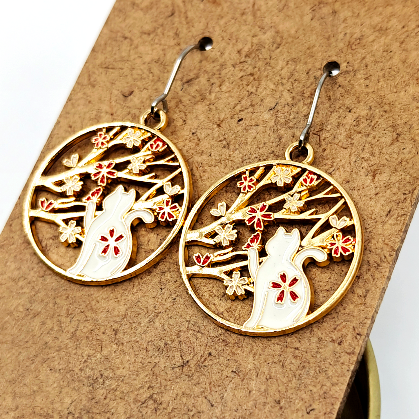 Red Sitting Cat Earrings
