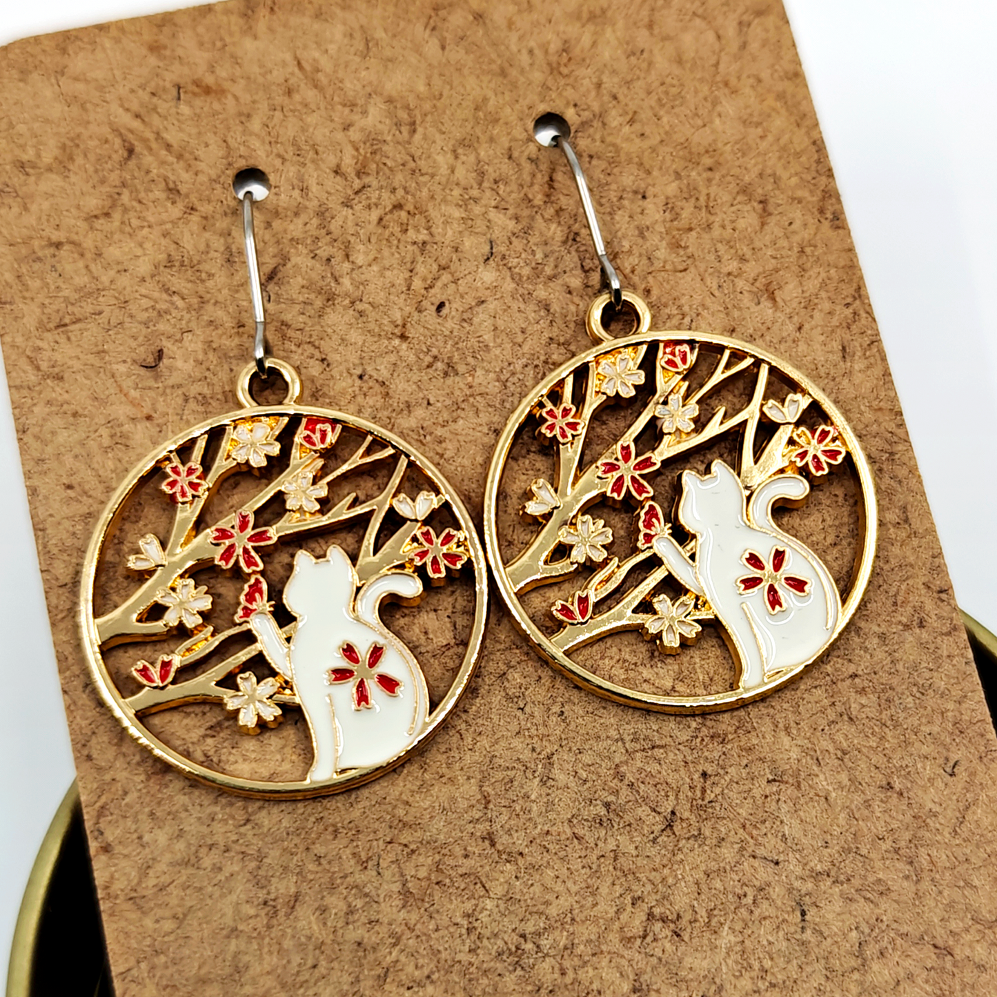 Red Sitting Cat Earrings