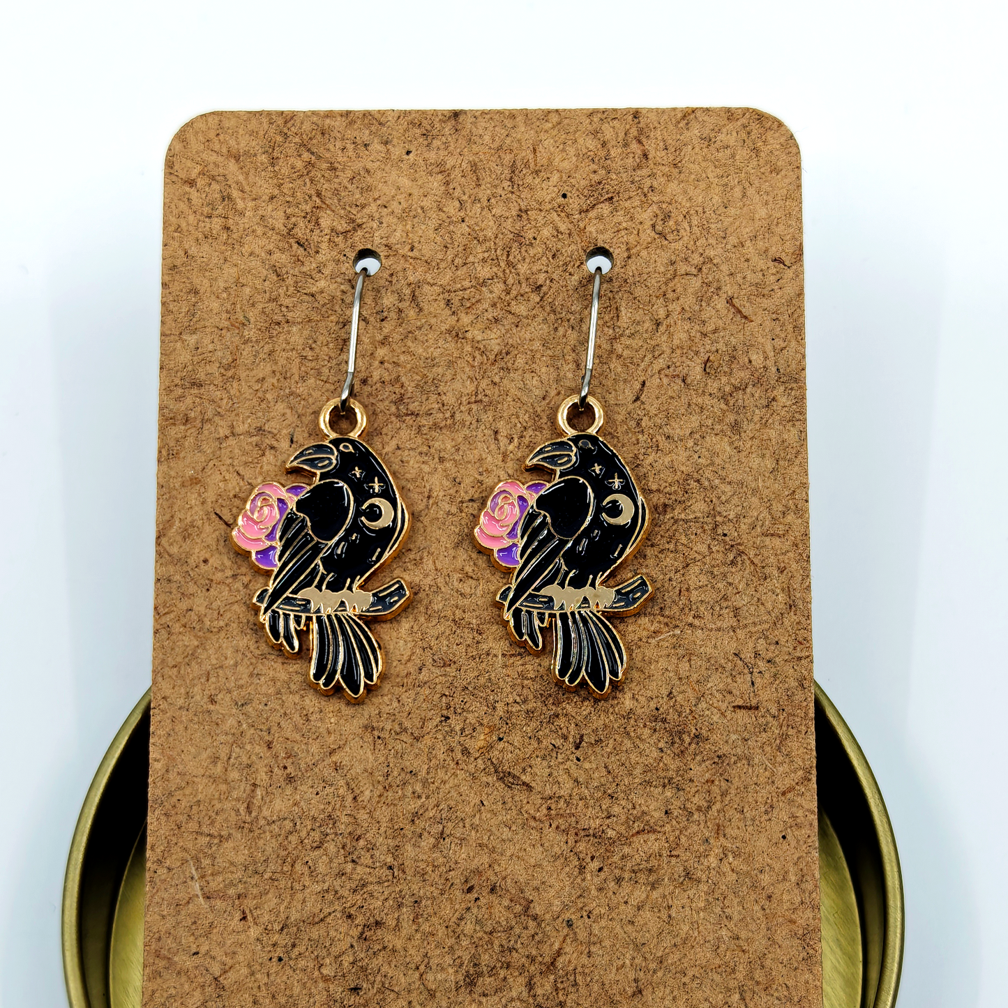 Rose Raven Earrings