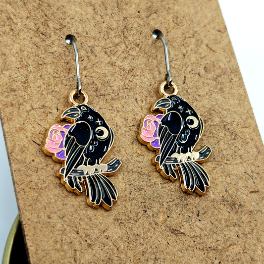 Rose Raven Earrings