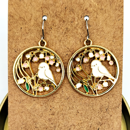 Round Bird Earrings