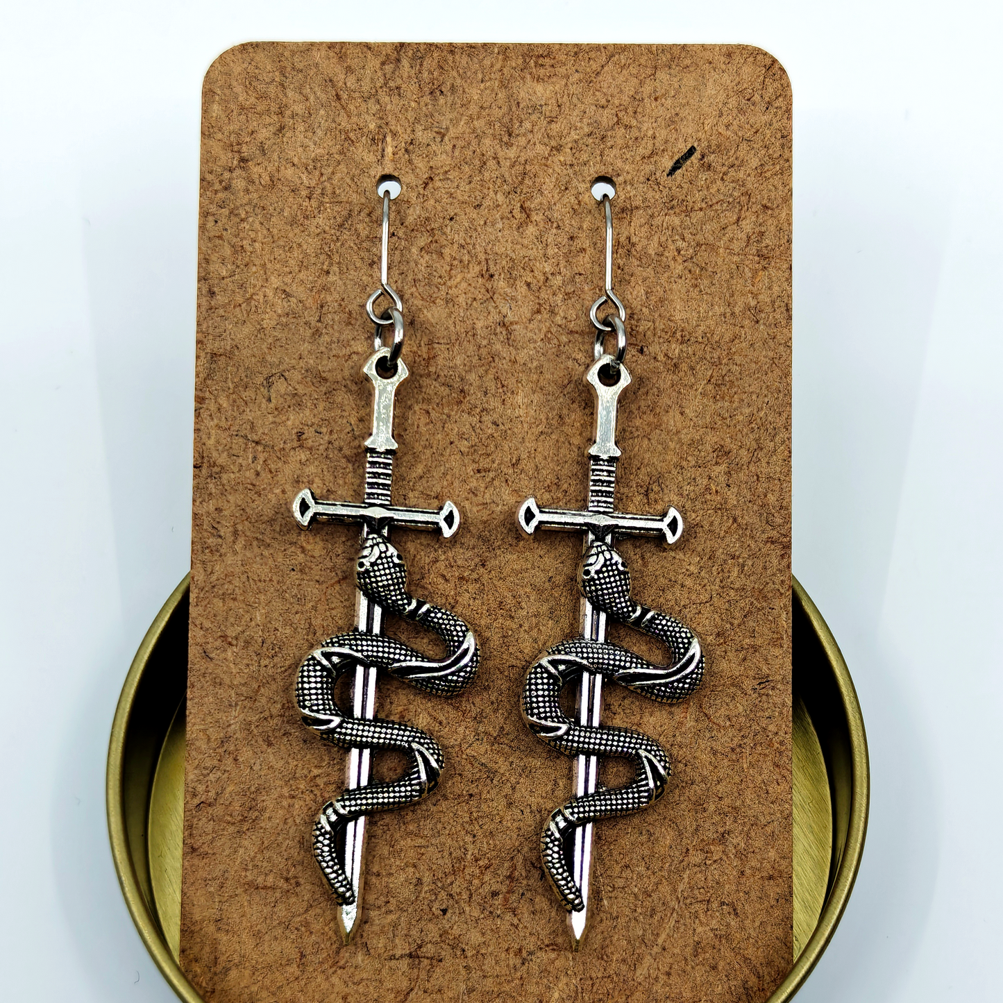 Silver Snake Swords Earrings