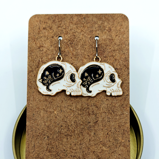 Skull Cat Earrings