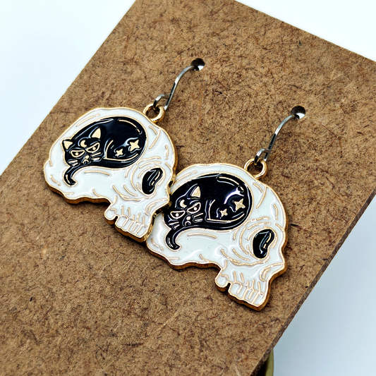 Skull Cat Earrings