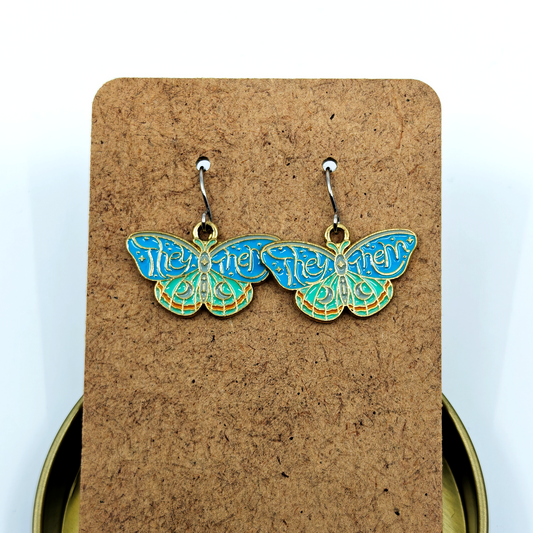 They/Them Butterfly Earrings