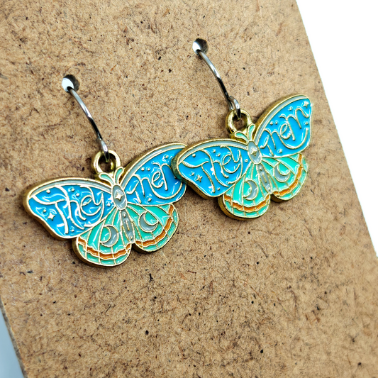 They/Them Butterfly Earrings
