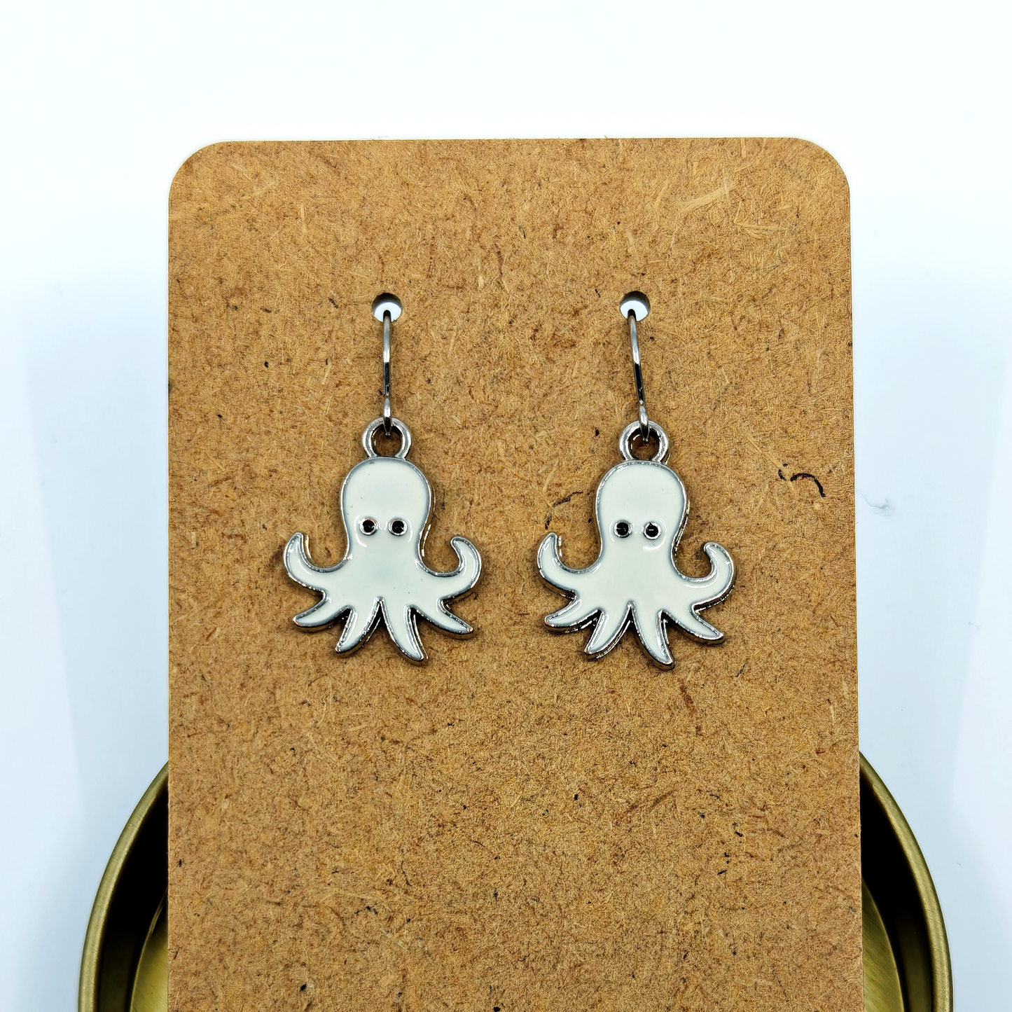 White Octopus Earrings