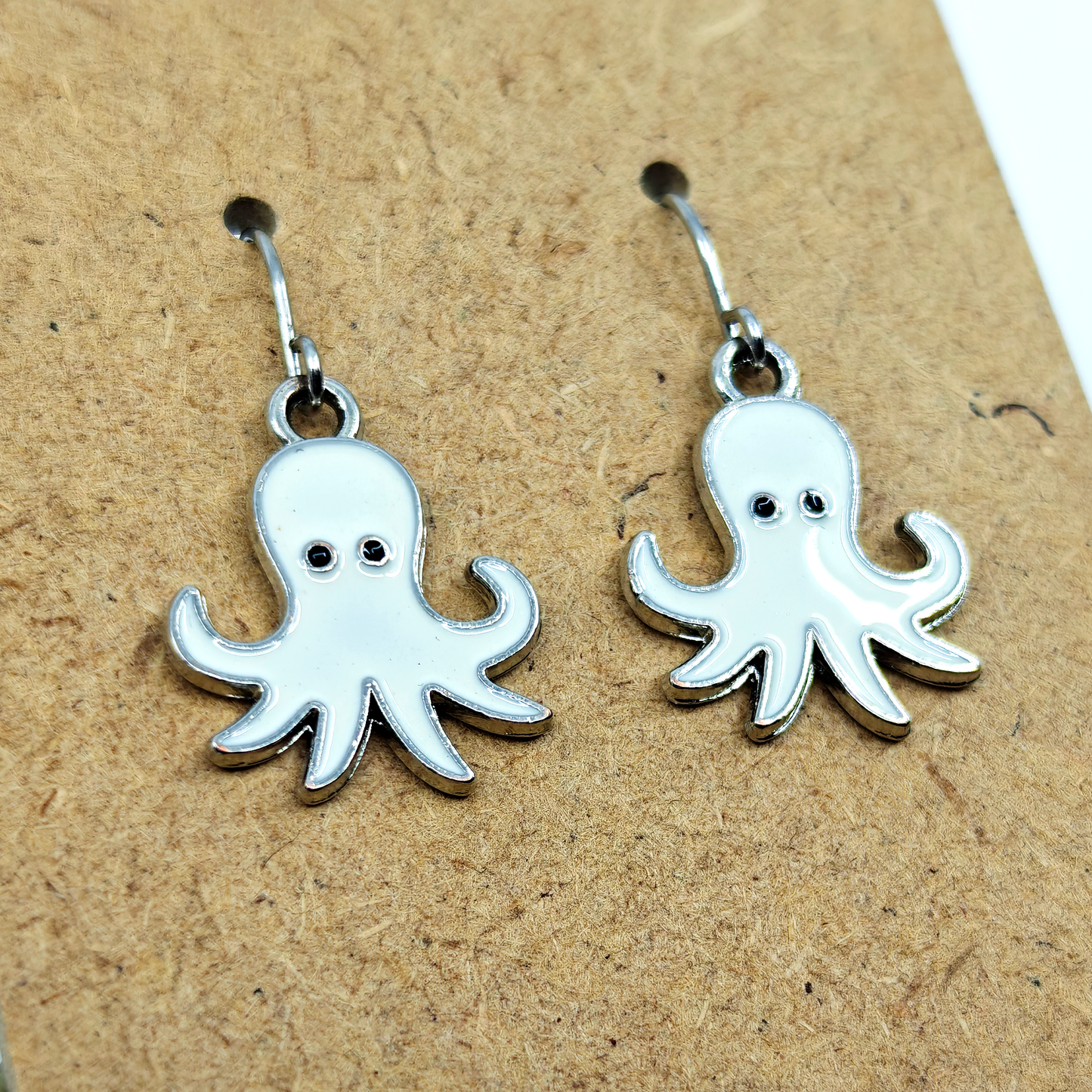 White Octopus Earrings