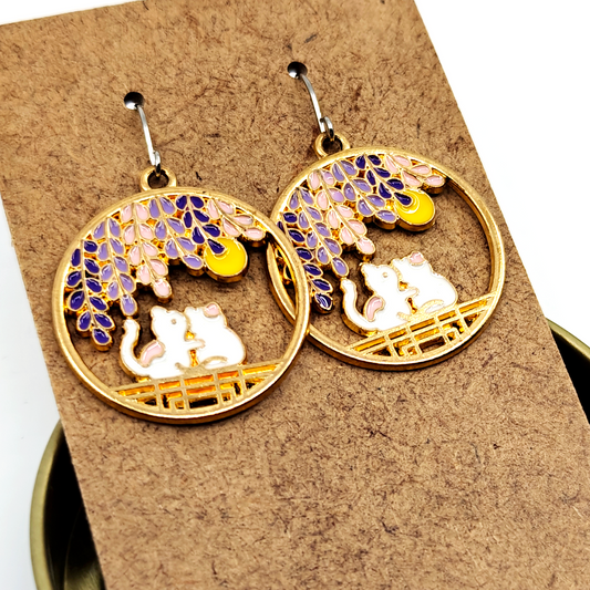 Wisteria Cats Earrings